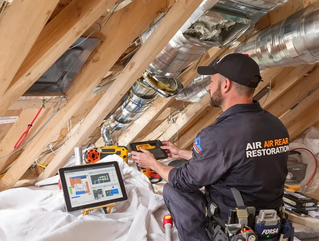 Millbury Air Duct Cleaning technician performing precise duct repair work in Millbury