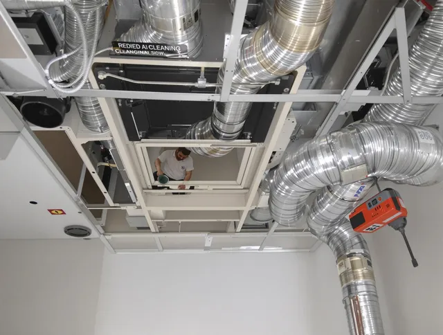 Millbury Air Duct Cleaning technician performing detailed central duct system cleaning in Millbury