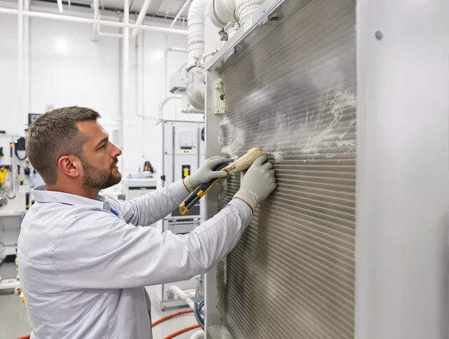 Millbury Air Duct Cleaning technician performing precision commercial coil cleaning at a Millbury business